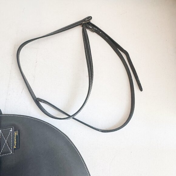 Vintage Paquetage Paris Large Black leather Oval Unique Clutch - Picture 5 of 8